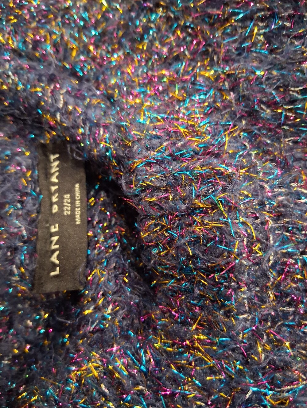 Lane Bryant Metallic Thread Crewneck Sweater - Purple with Multicolor Sparkle